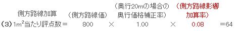 側方路線加算1m2当たり評点数の計算例2